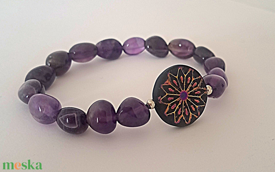 Ametiszt karkötő - ékszer - karkötő - ásványkarkötő - Meska.hu