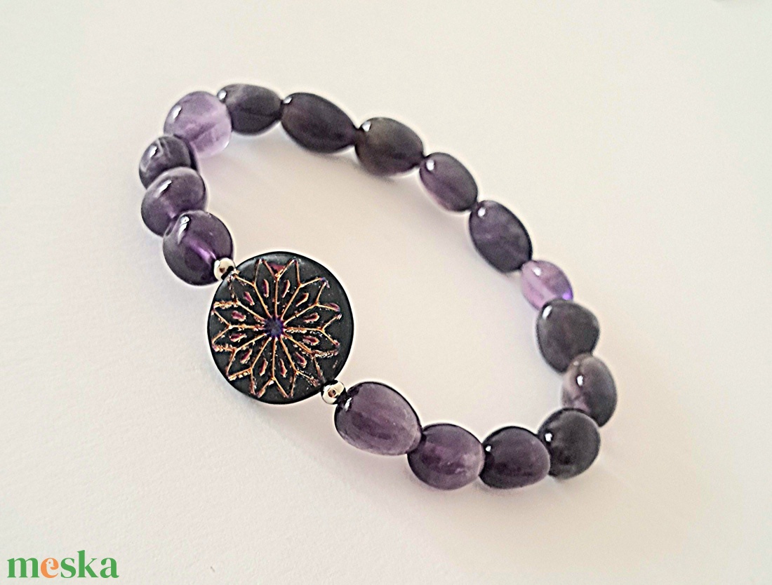 Ametiszt karkötő - ékszer - karkötő - ásványkarkötő - Meska.hu