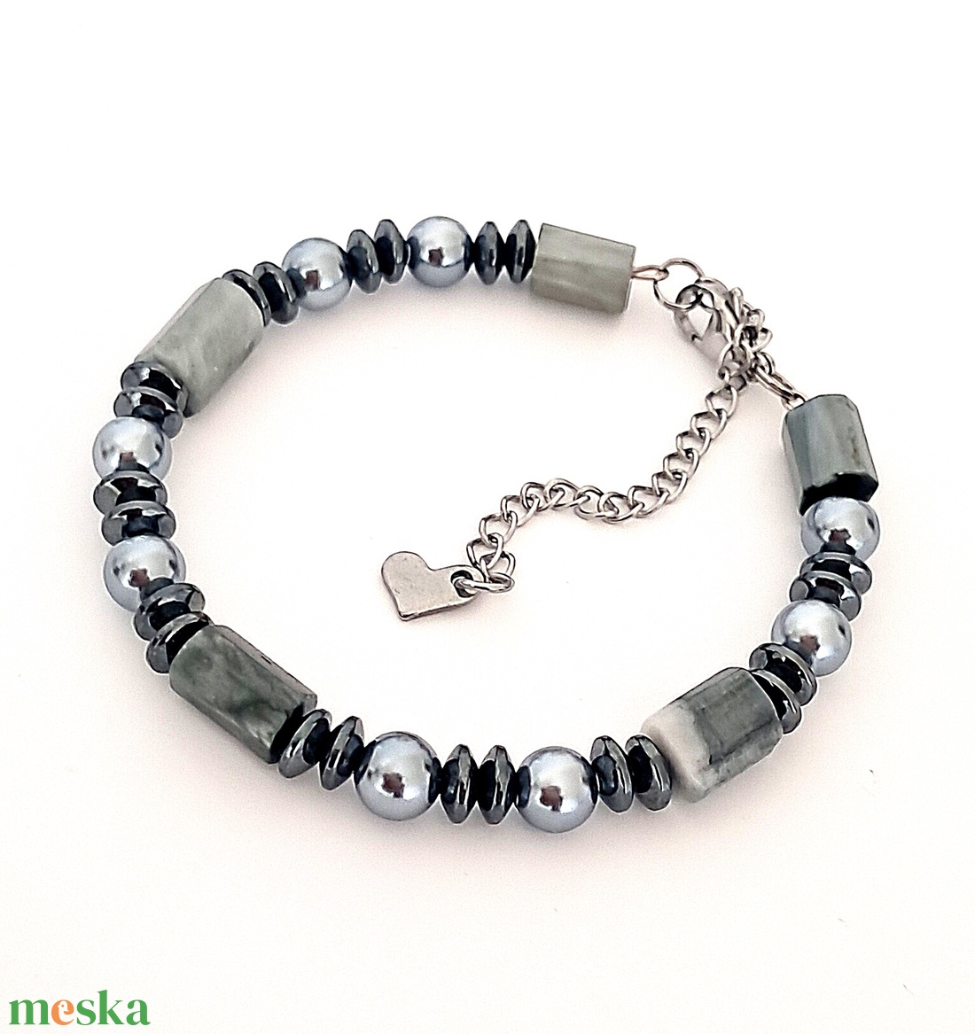 Szürke sólyomszem ásványkarkötő - ékszer - karkötő - ásványkarkötő - Meska.hu
