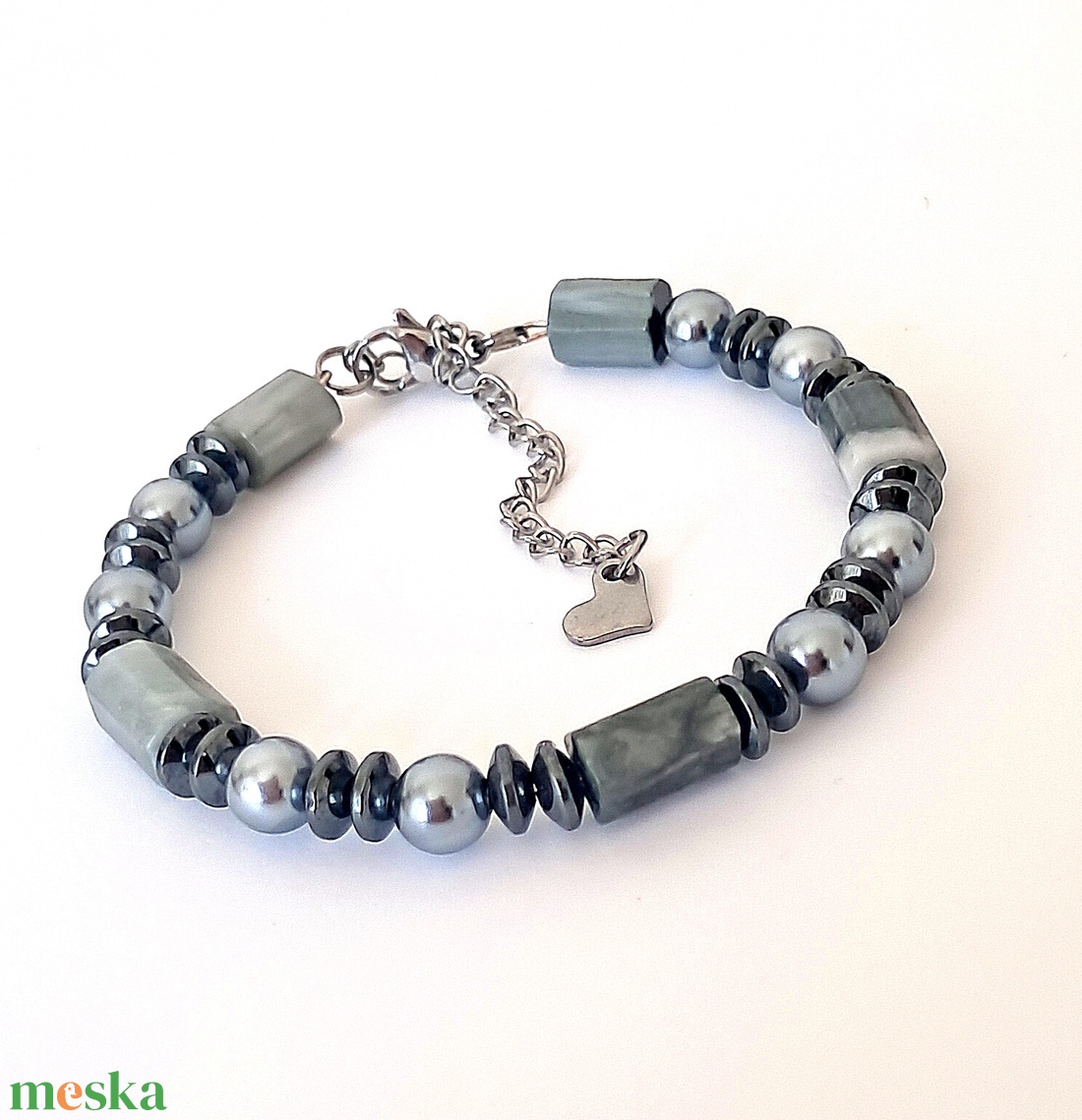 Szürke sólyomszem ásványkarkötő - ékszer - karkötő - ásványkarkötő - Meska.hu