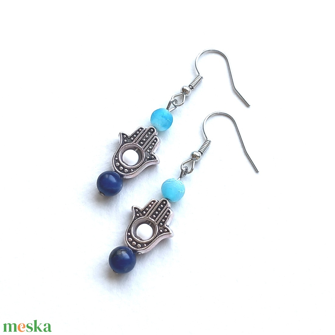 Hamsa keze fülbevaló - ékszer - fülbevaló - lógó fülbevaló - Meska.hu