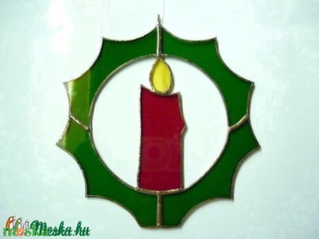 Gyertyás koszorú - karácsony - adventi díszek - adventi ablakdekoráció - Meska.hu
