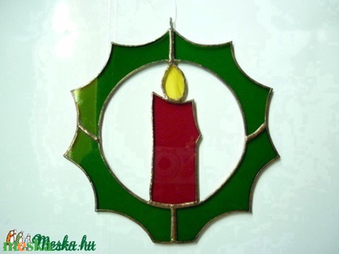 Gyertyás koszorú - karácsony - adventi díszek - adventi ablakdekoráció - Meska.hu
