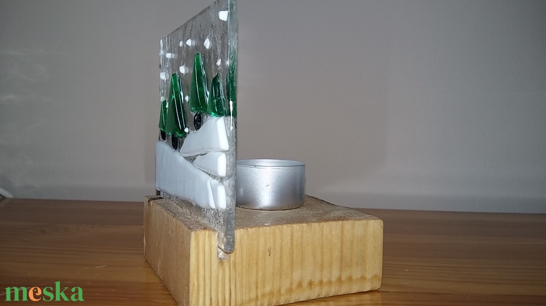 Fenyős havas táj mécsestartó - karácsony - karácsonyi lakásdekoráció - karácsonyi illatgyertya, mécses - Meska.hu