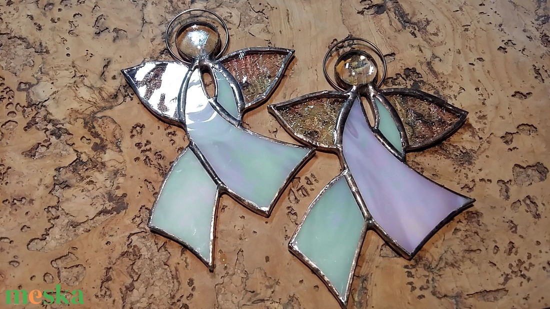 Irizáló  angyal  - karácsony - adventi díszek - adventi ablakdekoráció - Meska.hu