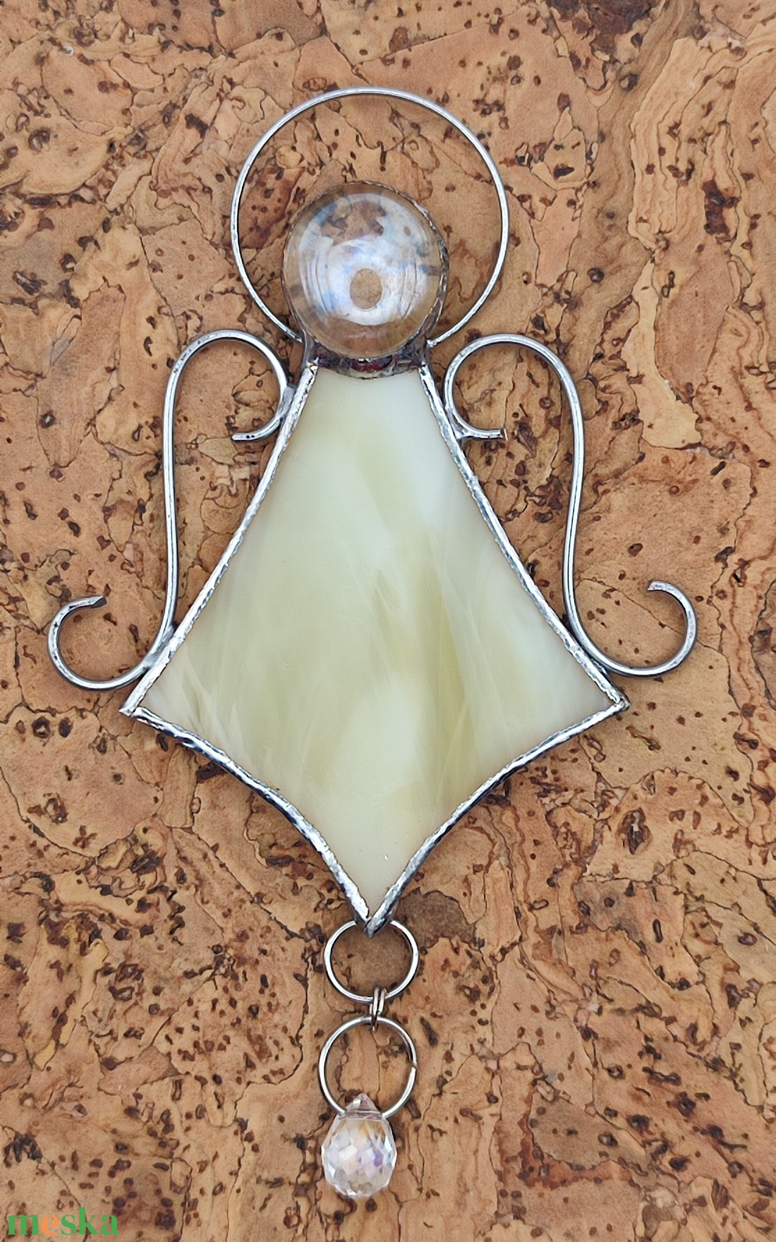 Kék angyal kristállyal - karácsony - adventi díszek - adventi ajtódísz - Meska.hu