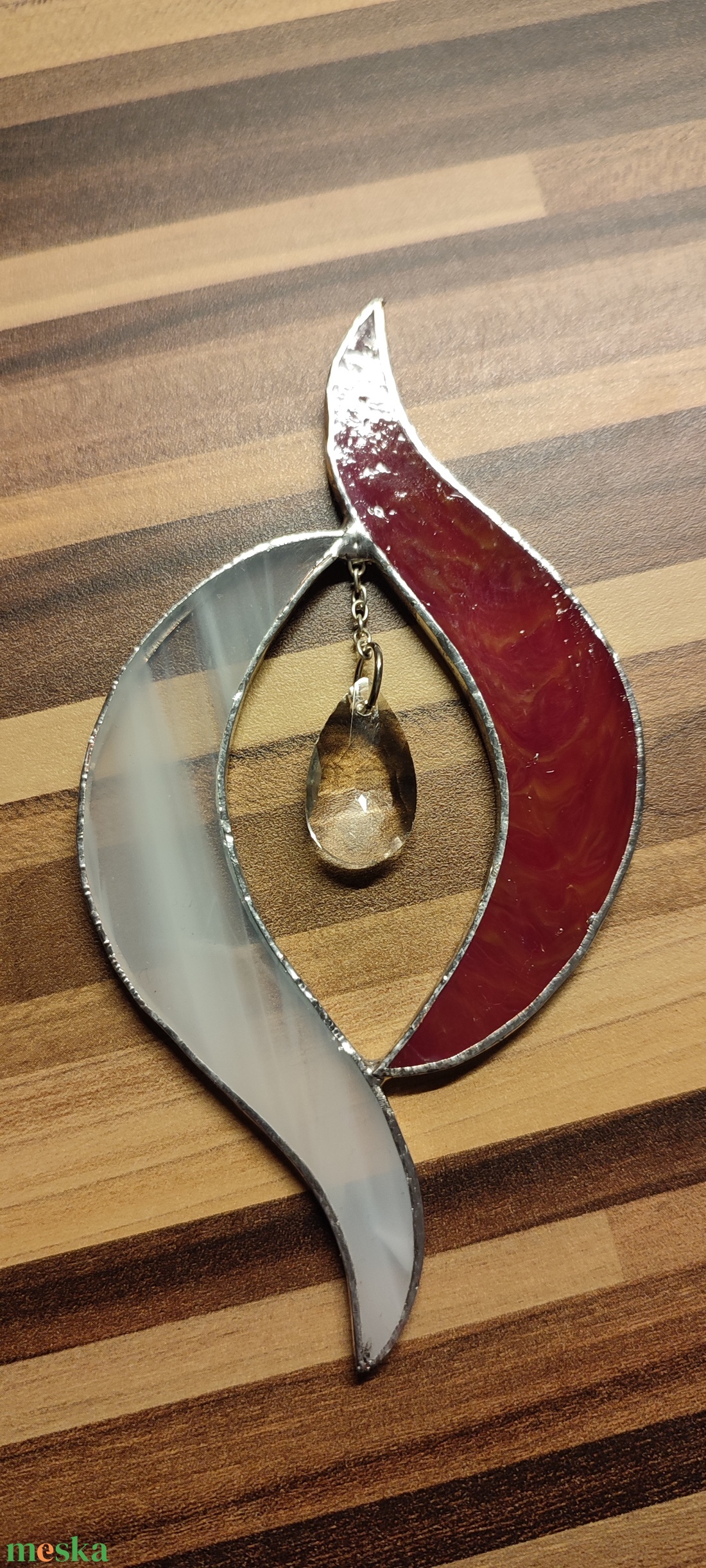 Piros fehér ablakdísz - karácsony - adventi díszek - adventi ablakdekoráció - Meska.hu