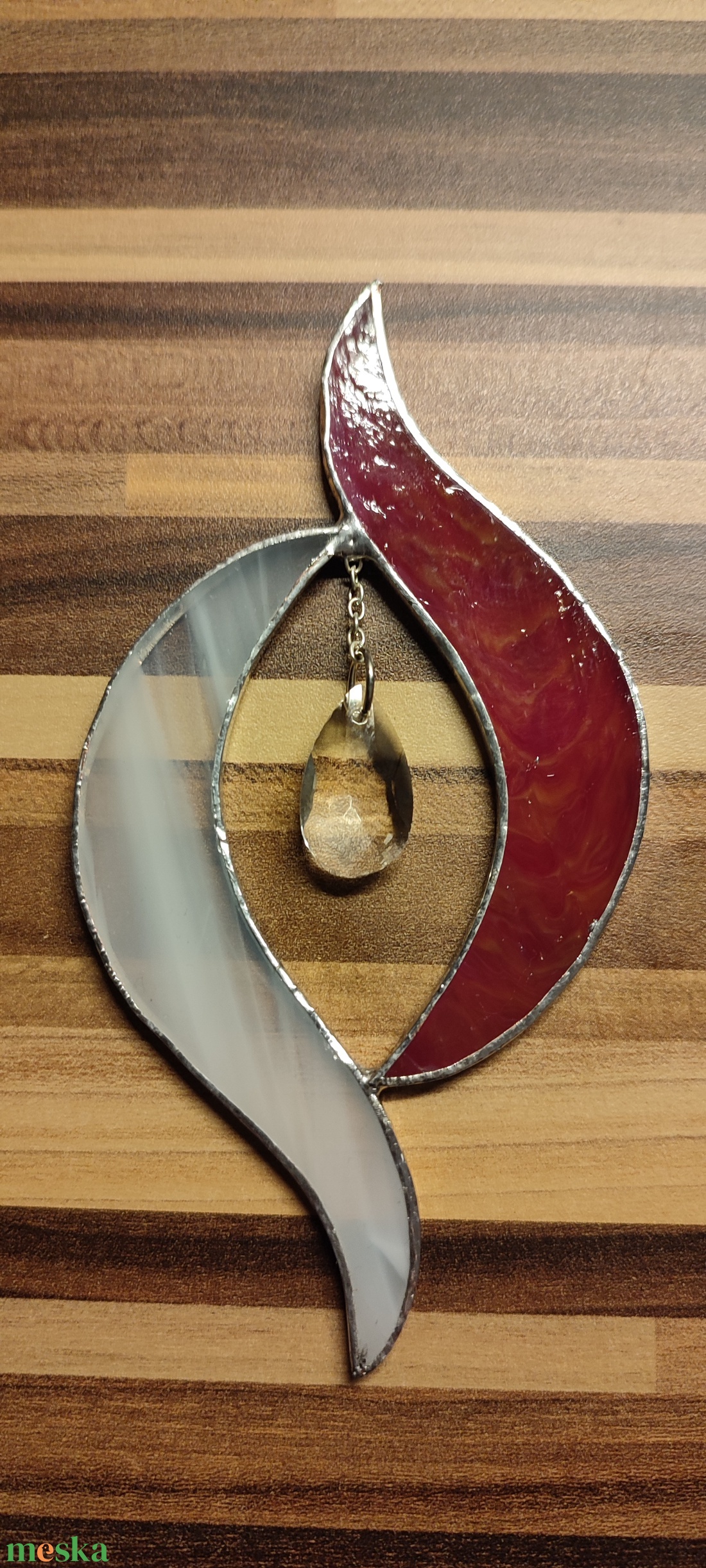 Piros fehér ablakdísz - karácsony - adventi díszek - adventi ablakdekoráció - Meska.hu