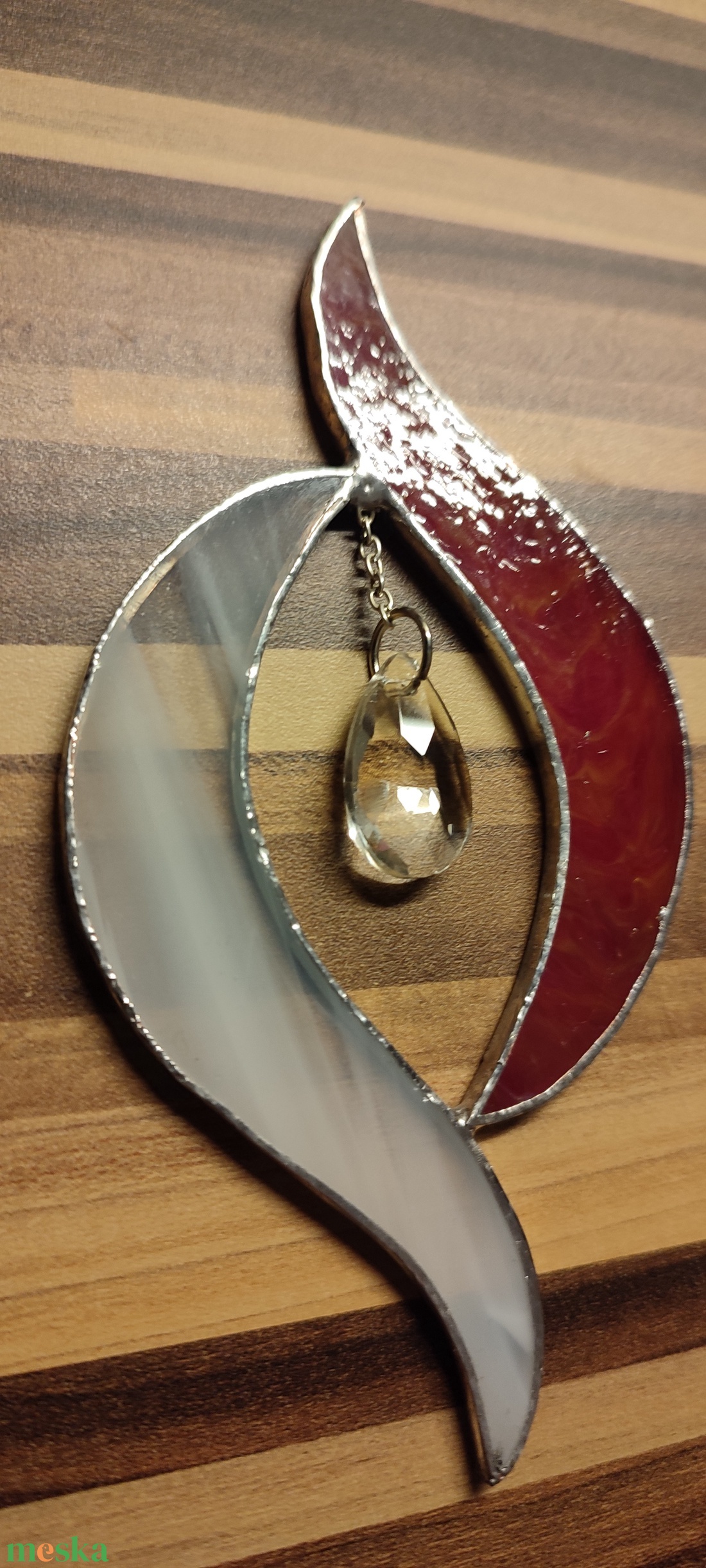 Piros fehér ablakdísz - karácsony - adventi díszek - adventi ablakdekoráció - Meska.hu