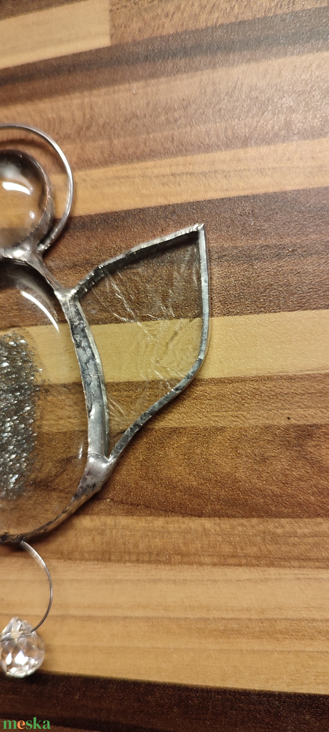 Csillogó angyal kristállyal - karácsony - adventi díszek - adventi ajtódísz - Meska.hu