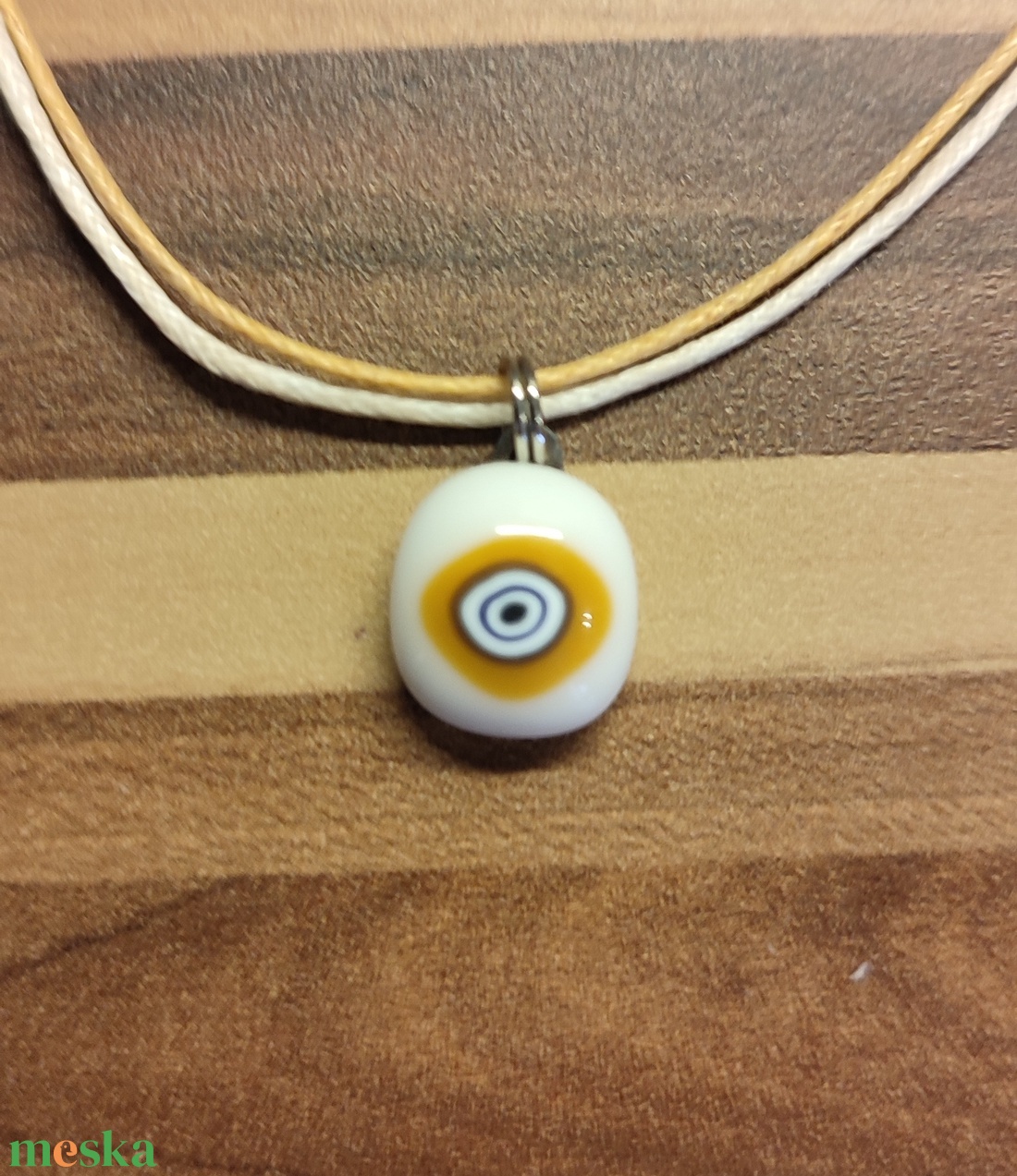 Pici sárga körös  - ékszer - nyaklánc - medál - Meska.hu