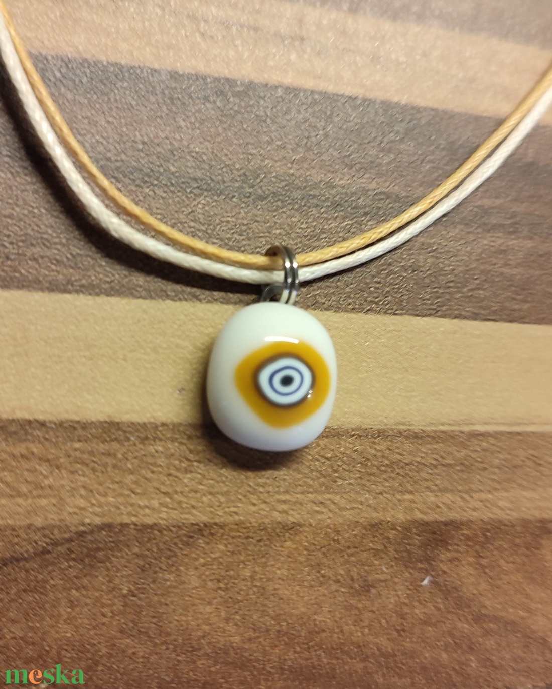 Pici sárga körös  - ékszer - nyaklánc - medál - Meska.hu