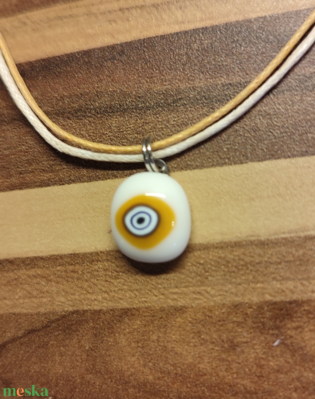 Pici sárga körös  - ékszer - nyaklánc - medál - Meska.hu