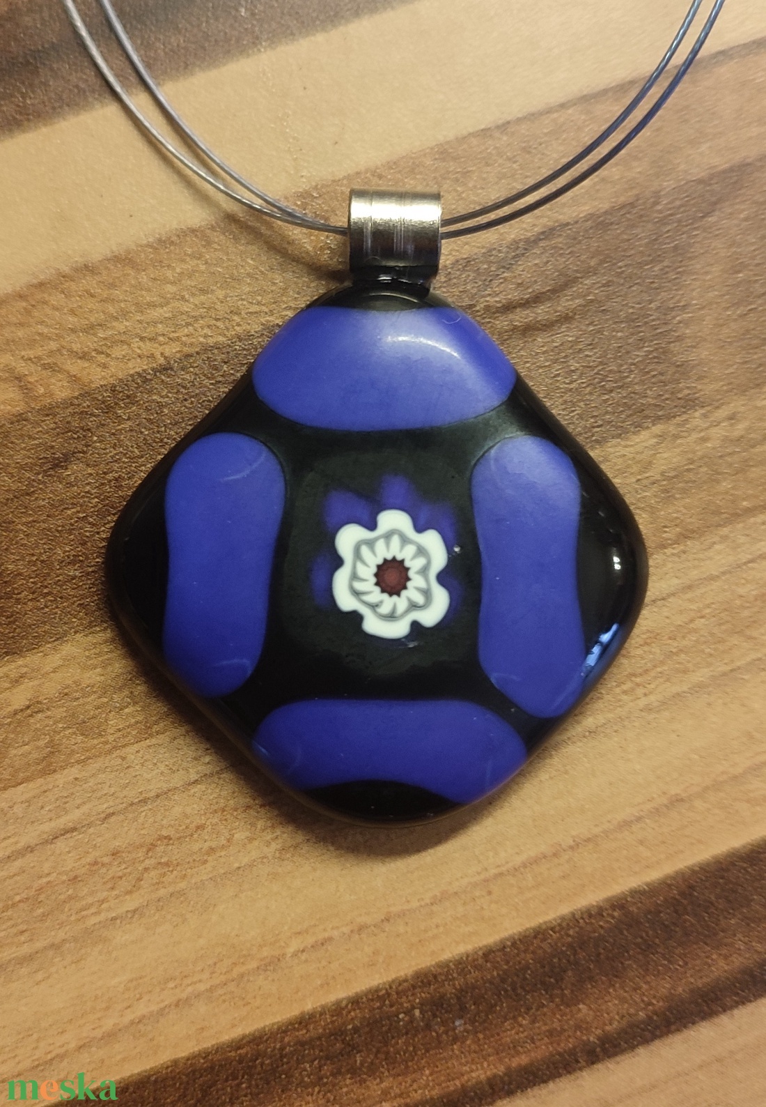 Kék virág medál - ékszer - nyaklánc - medál - Meska.hu