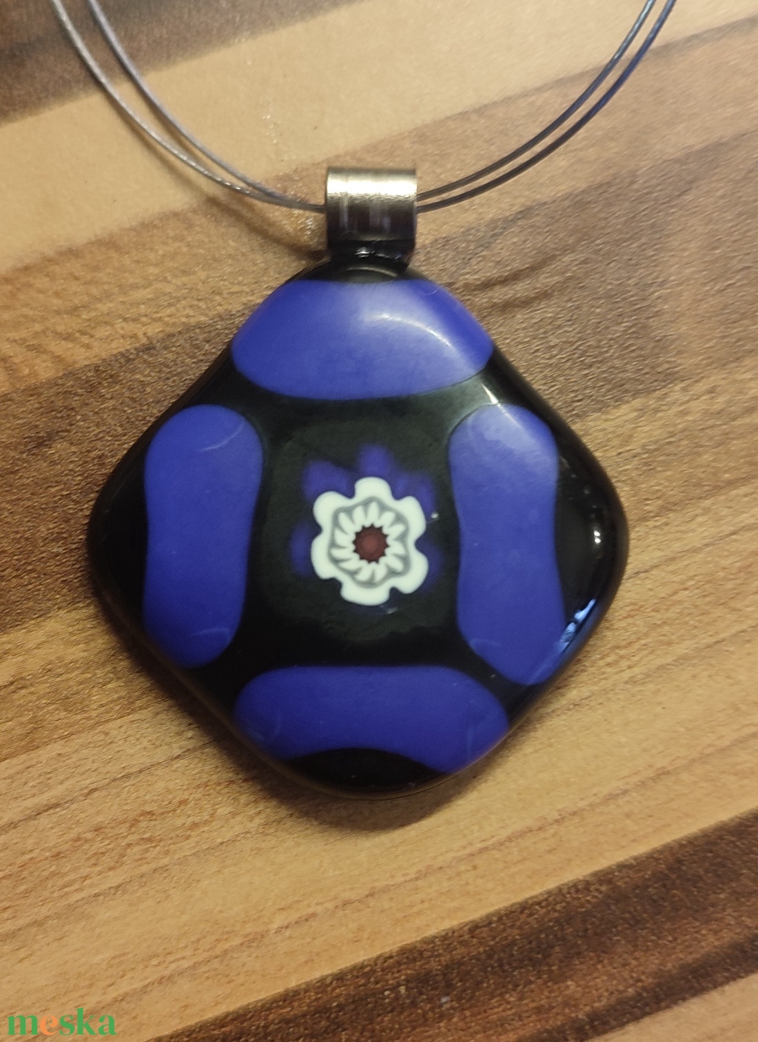 Kék virág medál - ékszer - nyaklánc - medál - Meska.hu