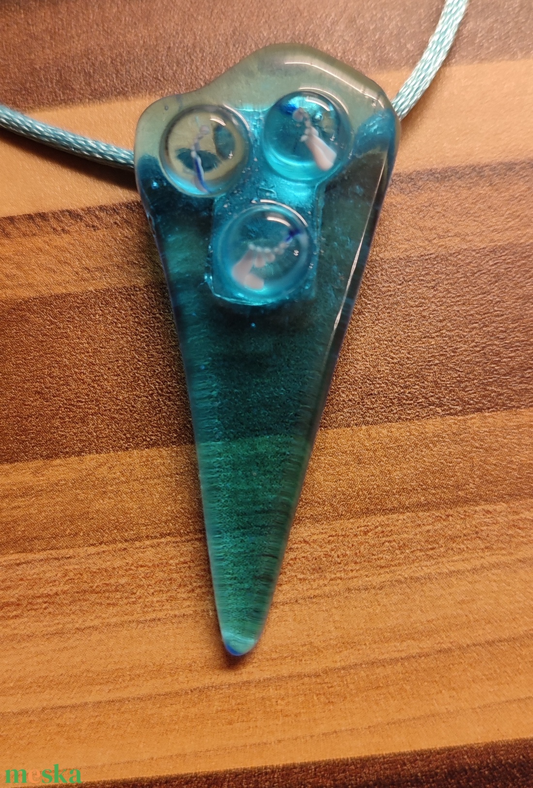 Kék haromszög medál - ékszer - nyaklánc - medál - Meska.hu