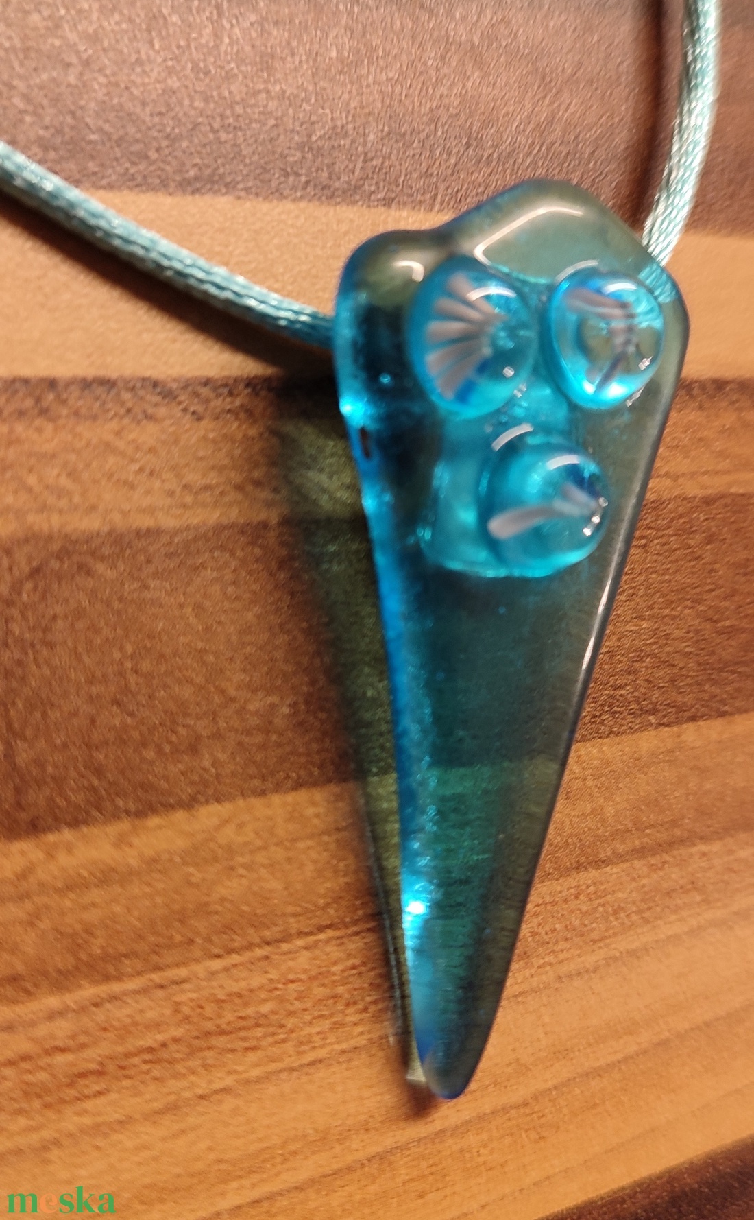 Kék haromszög medál - ékszer - nyaklánc - medál - Meska.hu