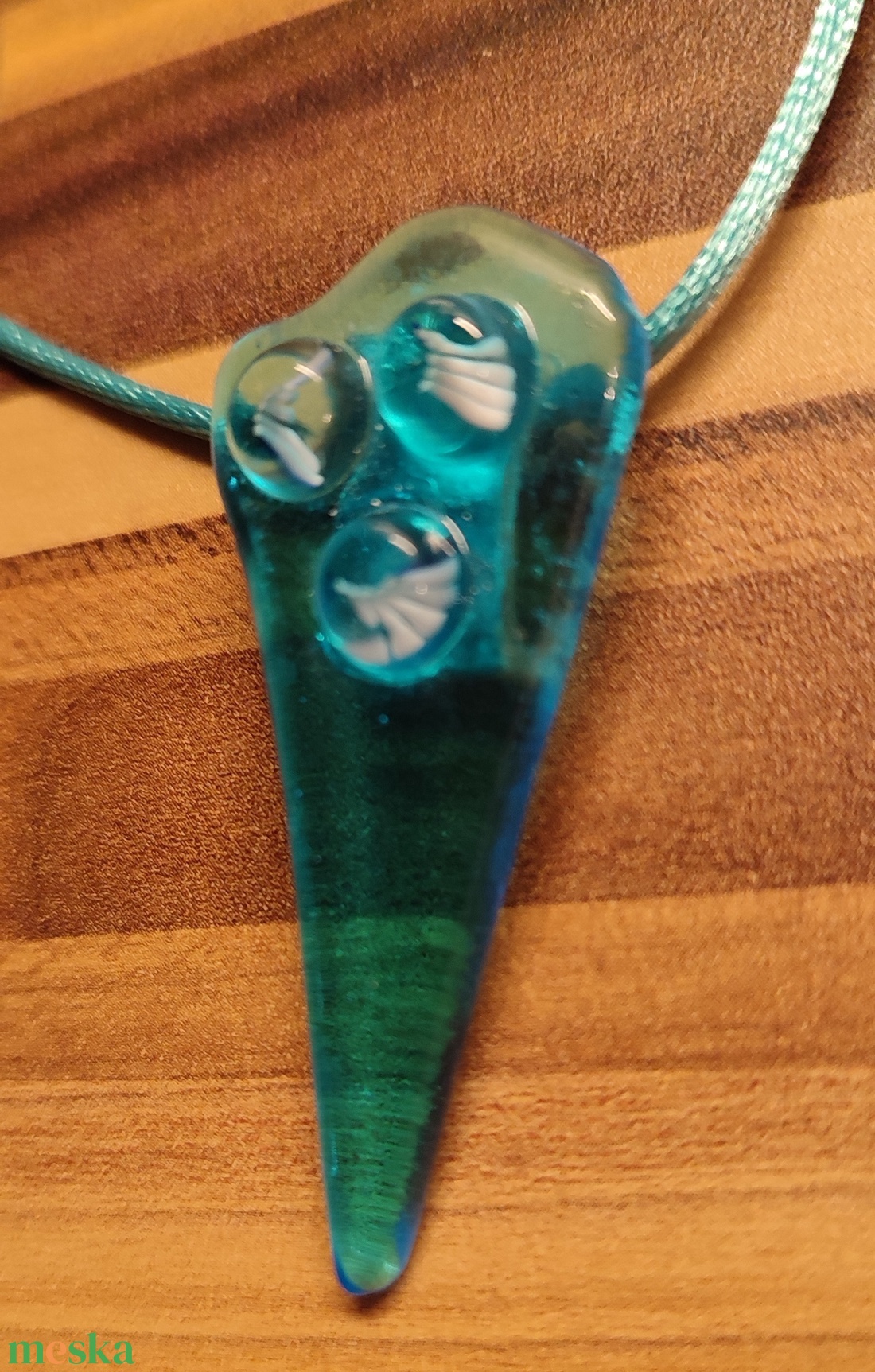 Kék haromszög medál - ékszer - nyaklánc - medál - Meska.hu