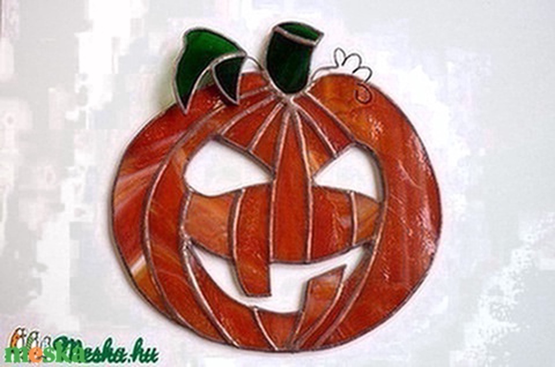 Tökfej ablakdísz - otthon & életmód - dekoráció - halloween - halloweeni ajtódíszek és ablakdíszek - Meska.hu