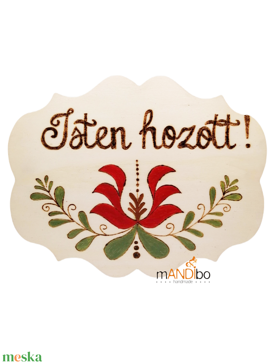 Isten hozott magyaros mintás kopogtató - pirogravírozott képecske - otthon & életmód - dekoráció - ajtó- és ablak dekoráció - ajtótábla - Meska.hu