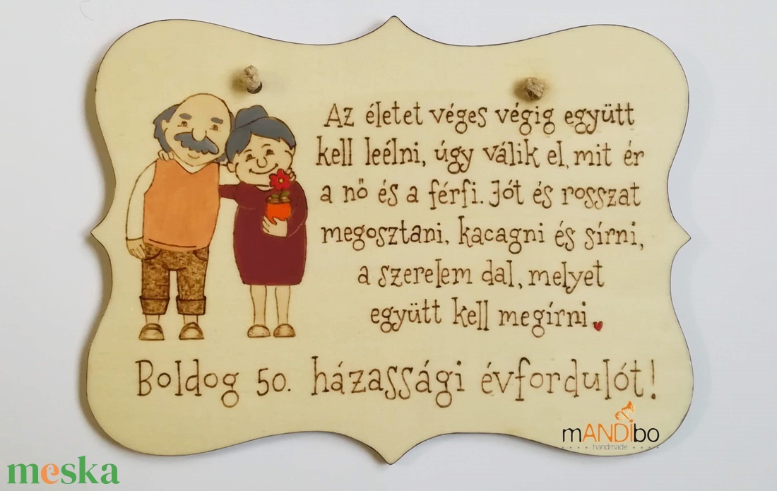 Évfordulóra készült képecske idősebb házaspárnak, nagyszülőknek - otthon & lakás - dekoráció - ajtó- és ablak dekoráció - ajtódísz & kopogtató - Meska.hu