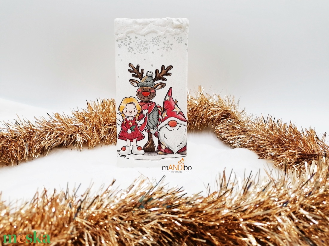 Karácsonyi álló deszkakép dekoráció - Angyalka, rénszarvas és Mikulás manó - karácsony - karácsonyi lakásdekoráció - karácsonyi lakásdíszek - Meska.hu