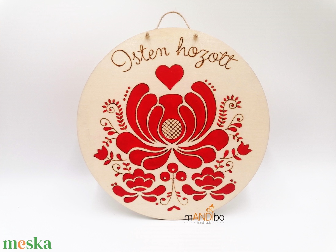 Isten hozott / Édes otthon pirogravírozott kerek kopogtató - falikép - otthon & életmód - dekoráció - kép & falikép - táblakép - Meska.hu