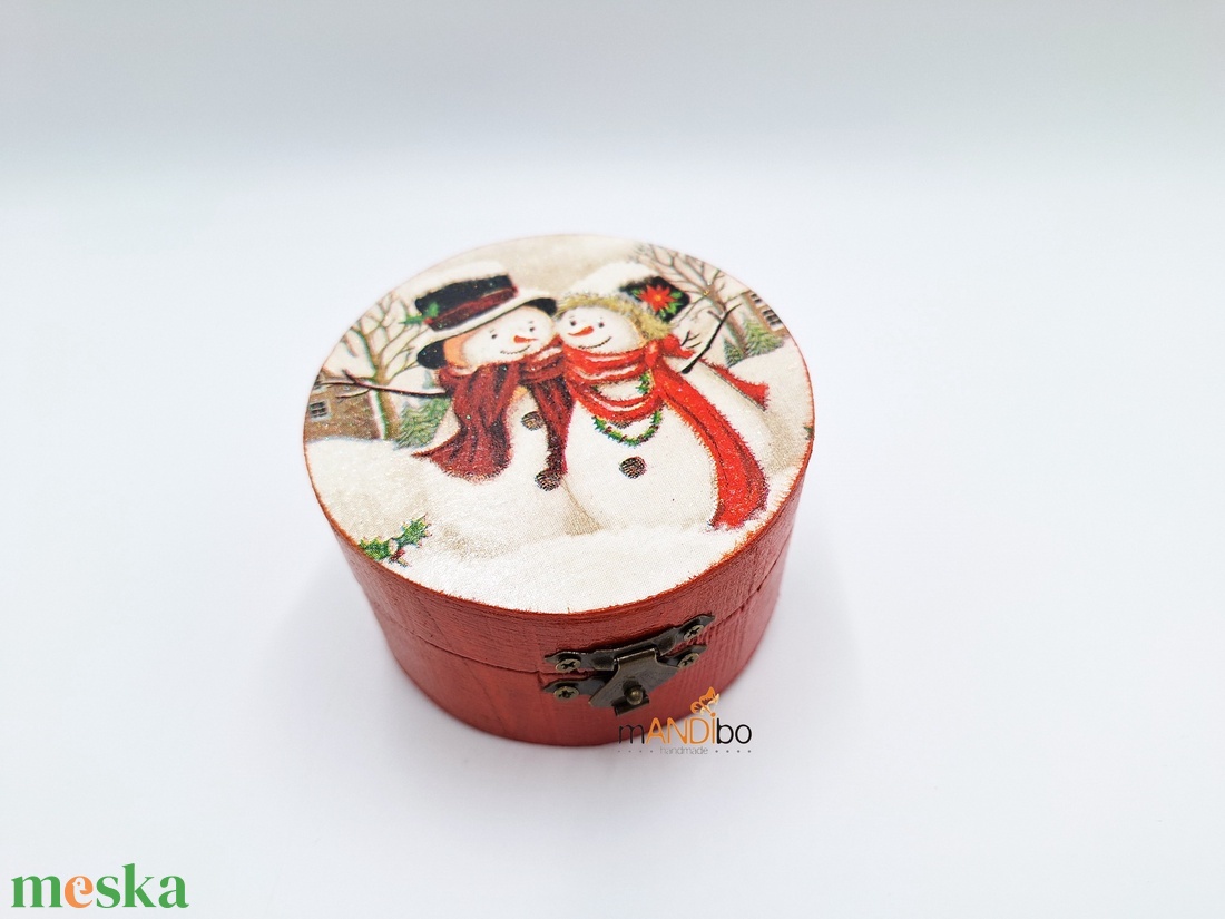 Hóemberes kerek doboz - karácsony - karácsonyi lakásdekoráció - karácsonyi lakásdíszek - Meska.hu