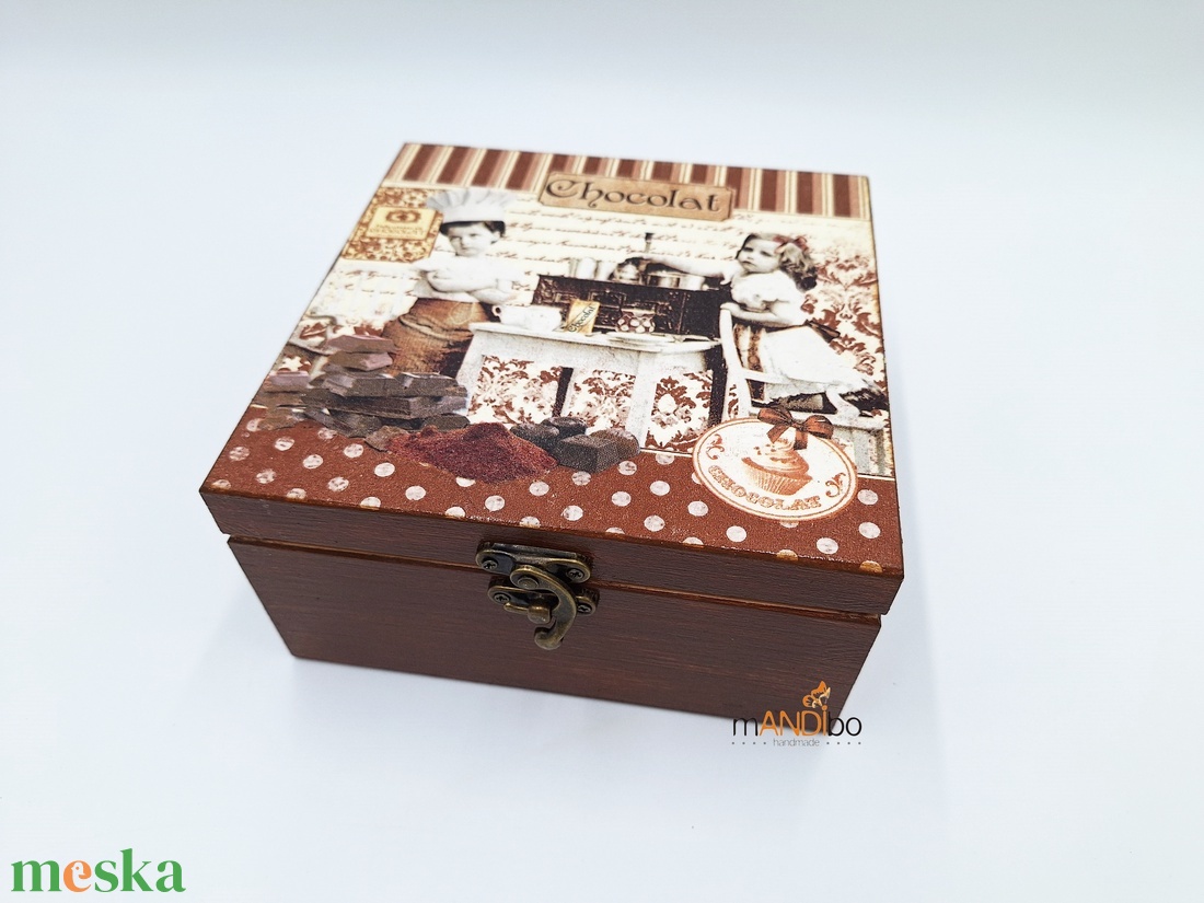 Chocolat szalvétatechnikás teafilter tartó doboz - otthon & életmód - konyhafelszerelés, tálalás - konyhai tárolás - tea & kávé tárolás - Meska.hu