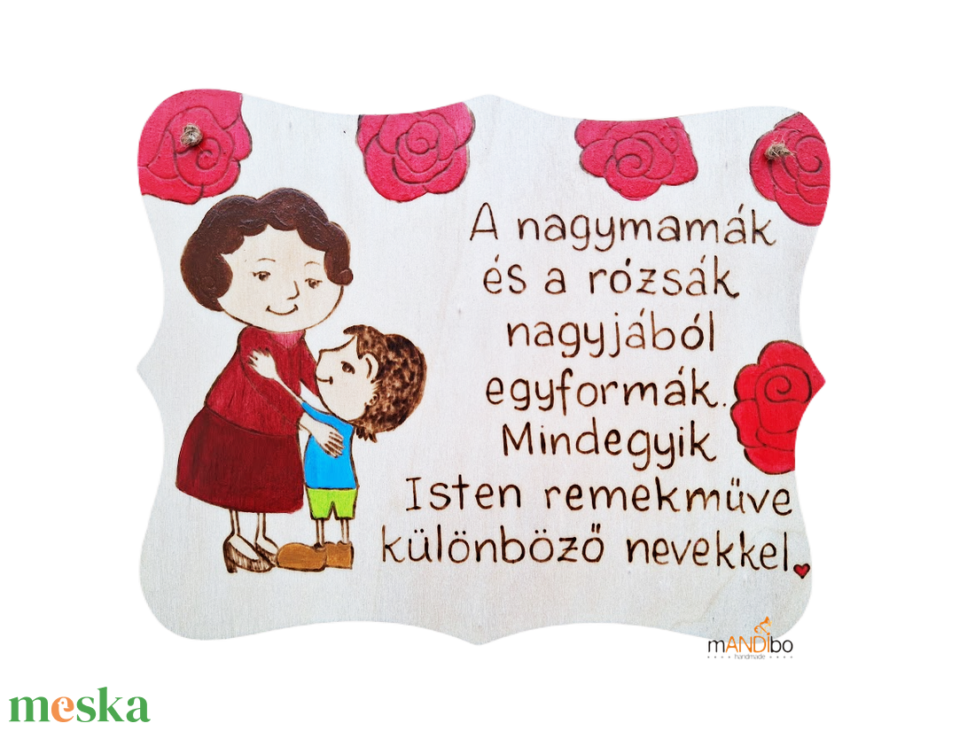 Nagymamának készült pirogravírozott képecske - otthon & életmód - dekoráció - kép & falikép - táblakép - Meska.hu