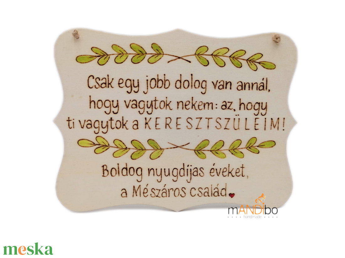 Keresztszülő köszöntő személyreszabható pirogravírozott képecske - játék & sport - keresztelőajándékok - Meska.hu
