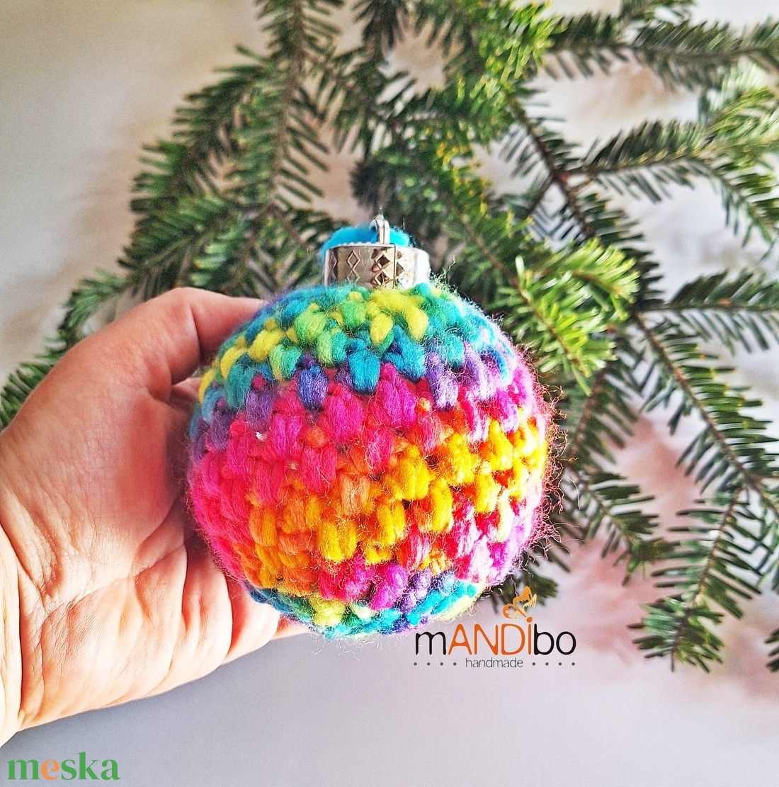 Horgolt szivárvány színű karácsonyfadísz  - karácsony - karácsonyi lakásdekoráció - karácsonyfadíszek - Meska.hu