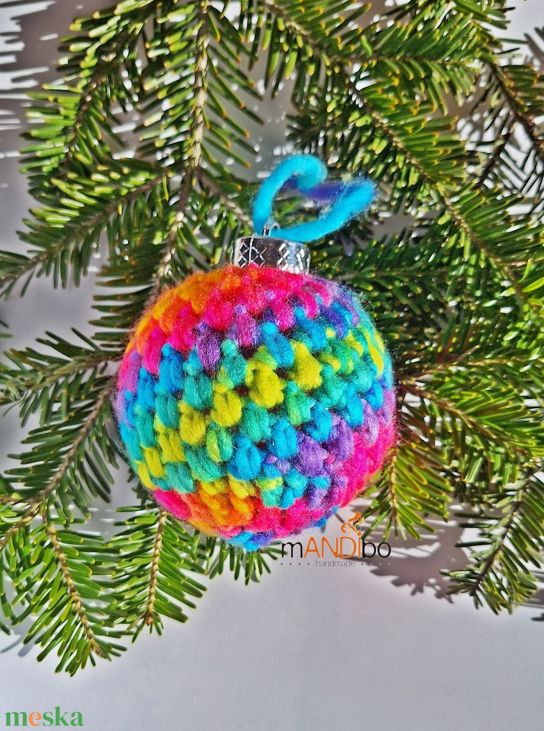 Horgolt szivárvány színű karácsonyfadísz  - karácsony - karácsonyi lakásdekoráció - karácsonyfadíszek - Meska.hu