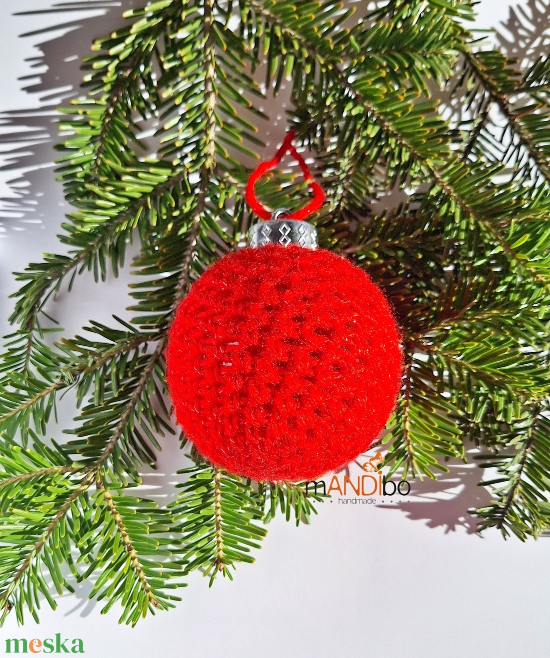 Horgolt piros színű karácsonyfadísz  - karácsony - karácsonyi lakásdekoráció - karácsonyfadíszek - Meska.hu