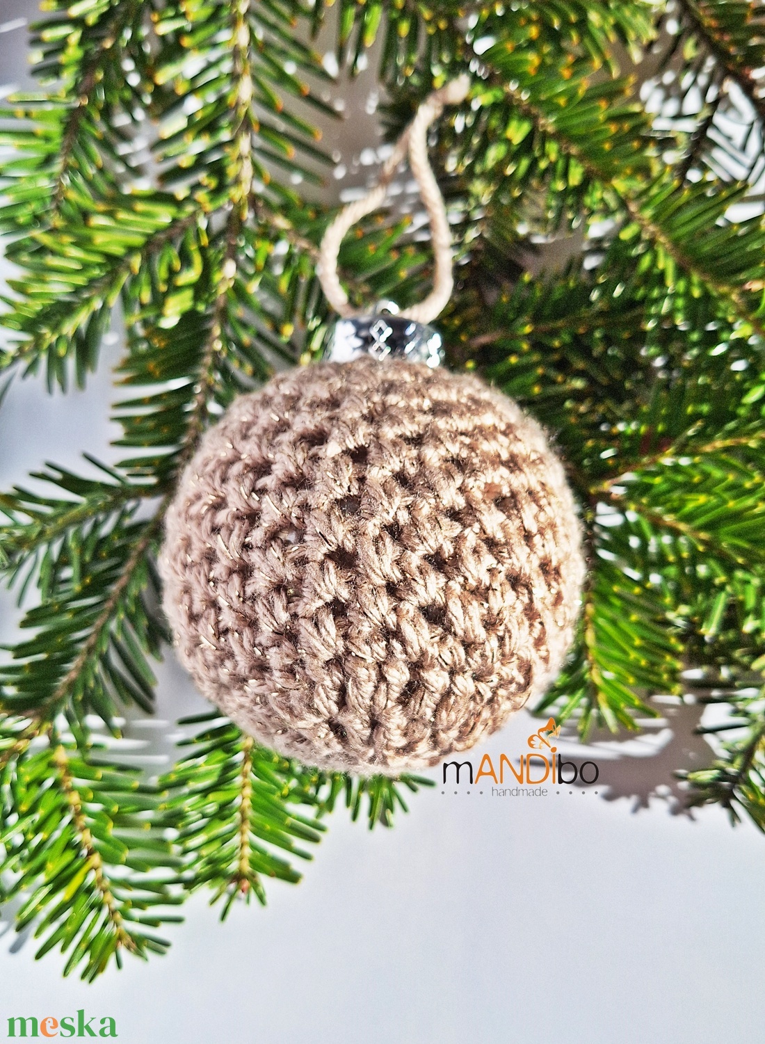 Horgolt drapp színű karácsonyfadísz  - karácsony - karácsonyi lakásdekoráció - karácsonyfadíszek - Meska.hu