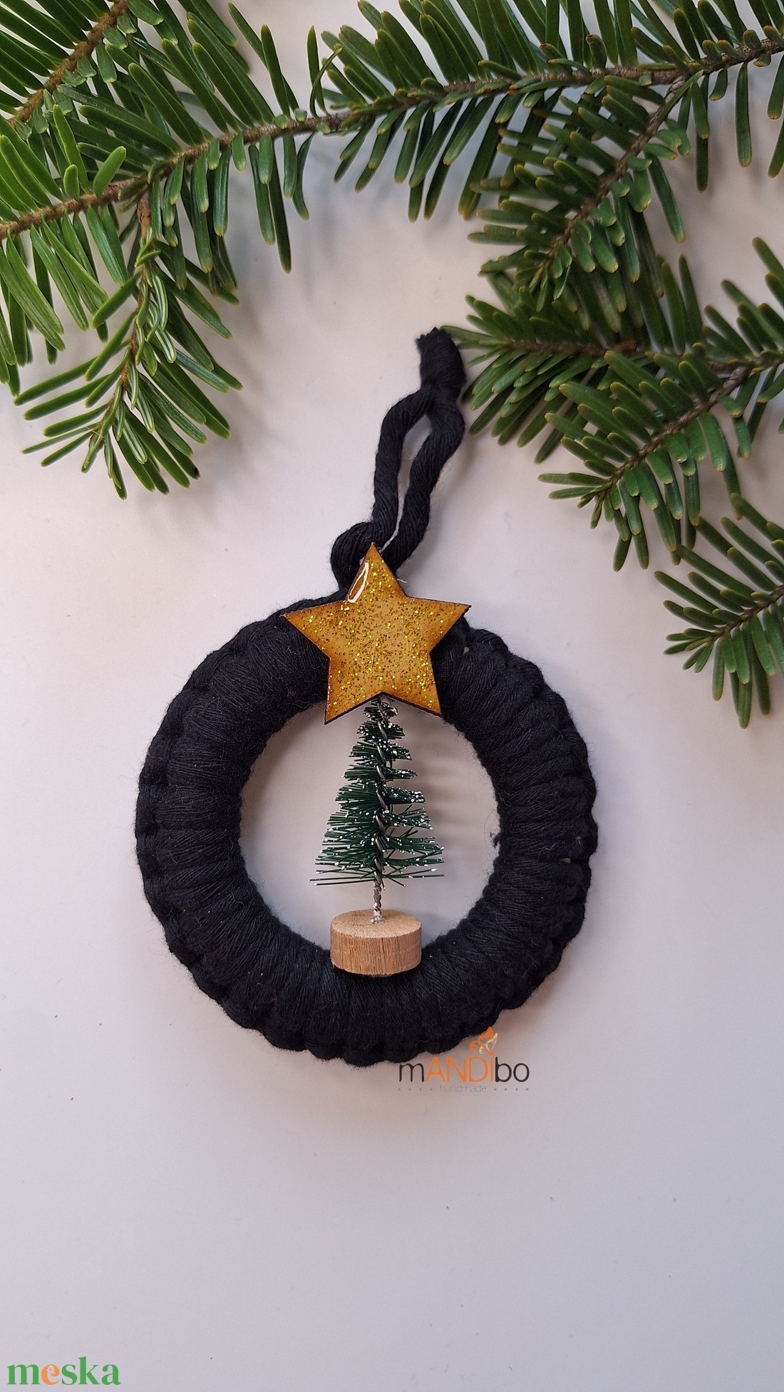 Makramé karácsonyfadísz - karácsony - karácsonyi lakásdekoráció - karácsonyfadíszek - Meska.hu
