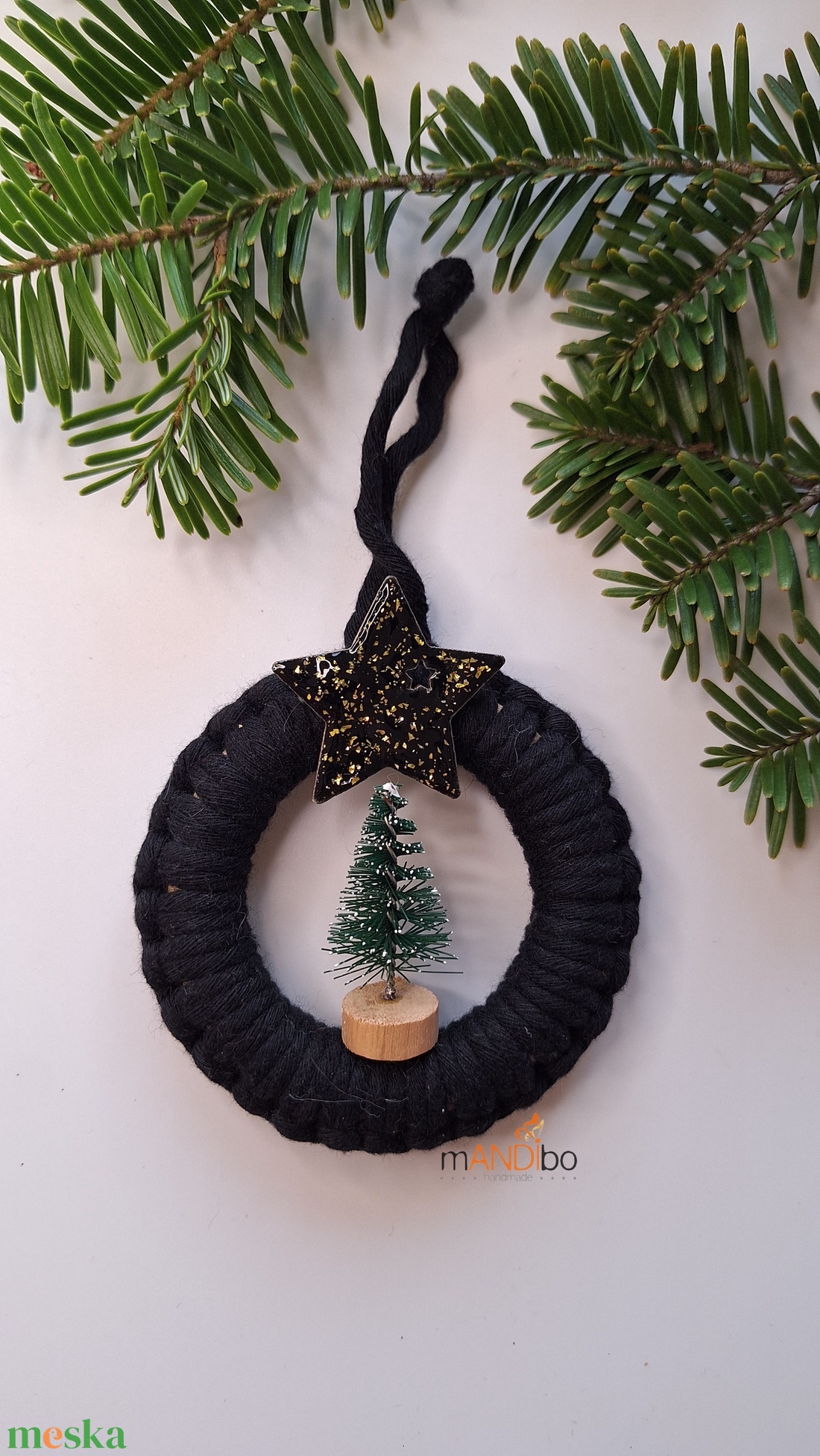 Makramé karácsonyfadísz - karácsony - karácsonyi lakásdekoráció - karácsonyfadíszek - Meska.hu