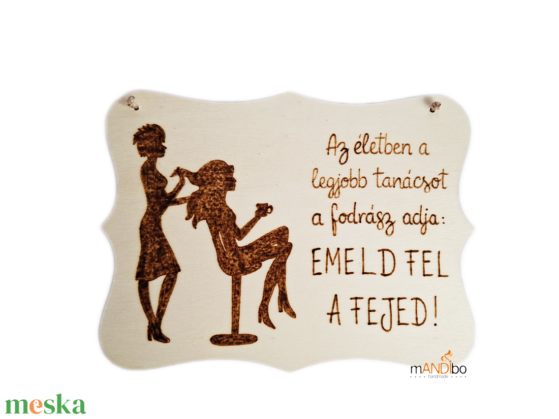 Fodrásznak készült pirogravírozott kép - otthon & életmód - dekoráció - kép & falikép - fából készült kép - Meska.hu