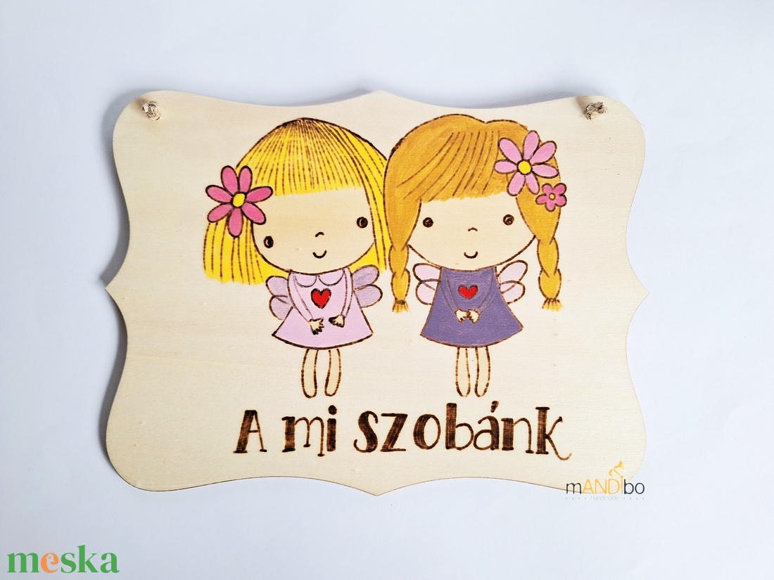 A mi szobánk - lányos testvérpár gyerekszoba ajtajára  - baba - mama - babaszoba dekoráció - gyerek névtábla - Meska.hu