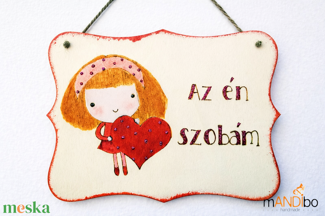 Az én szobám - lányos gyerekszoba ajtajára  - baba - mama - babaszoba dekoráció - gyerek névtábla - Meska.hu