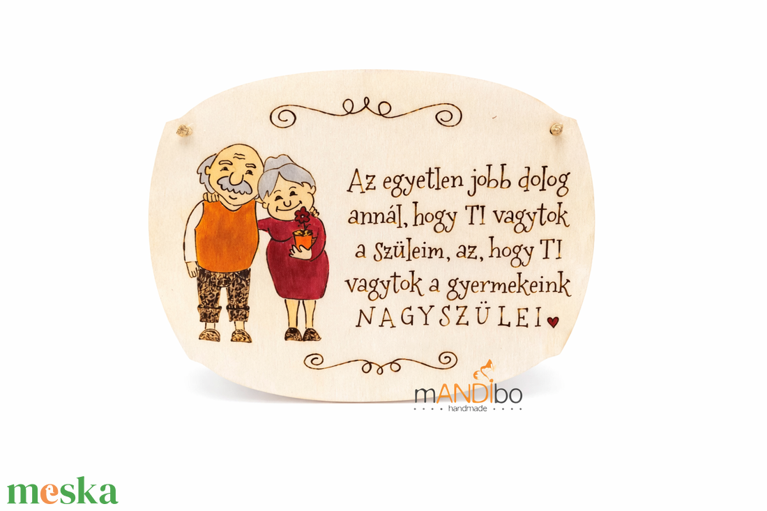 Nagyszülőknek készült pirogravírozott képecske - otthon & életmód - dekoráció - kép & falikép - táblakép - Meska.hu