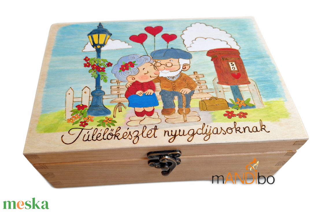 Nyugdíjas túlélőkészlet - vicces ajándék  - esküvő - emlék & ajándék - doboz - Meska.hu