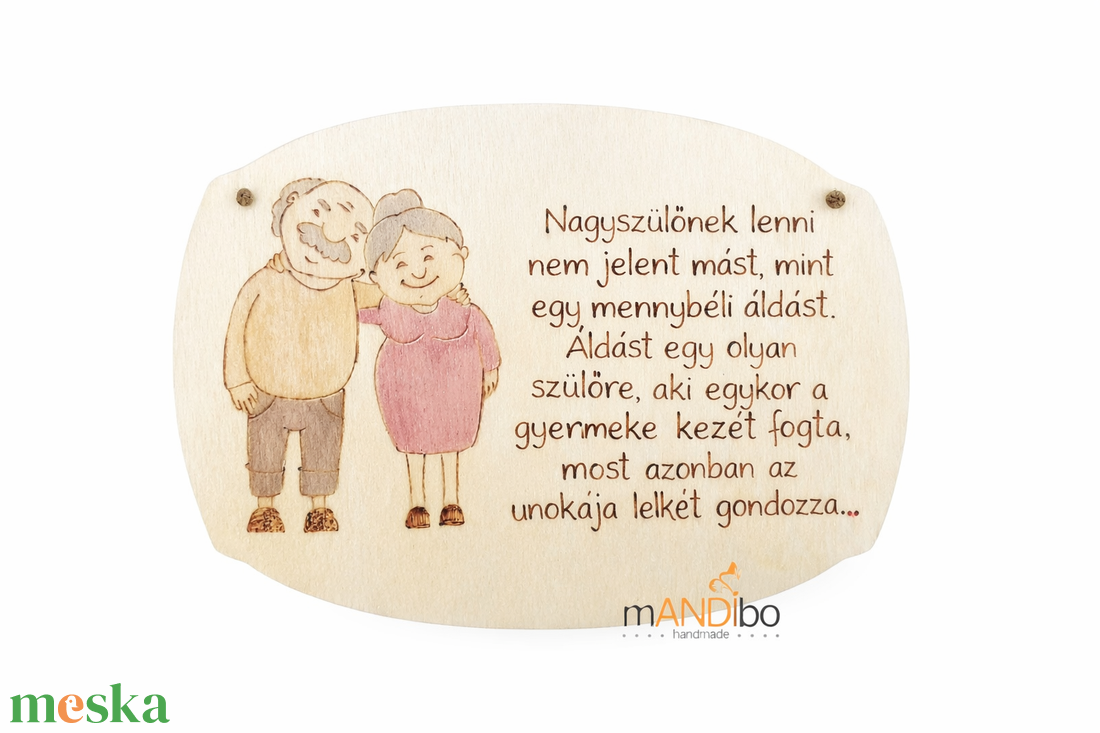 Nagyszülőknek készült pirogravírozott képecske - otthon & életmód - dekoráció - kép & falikép - táblakép - Meska.hu