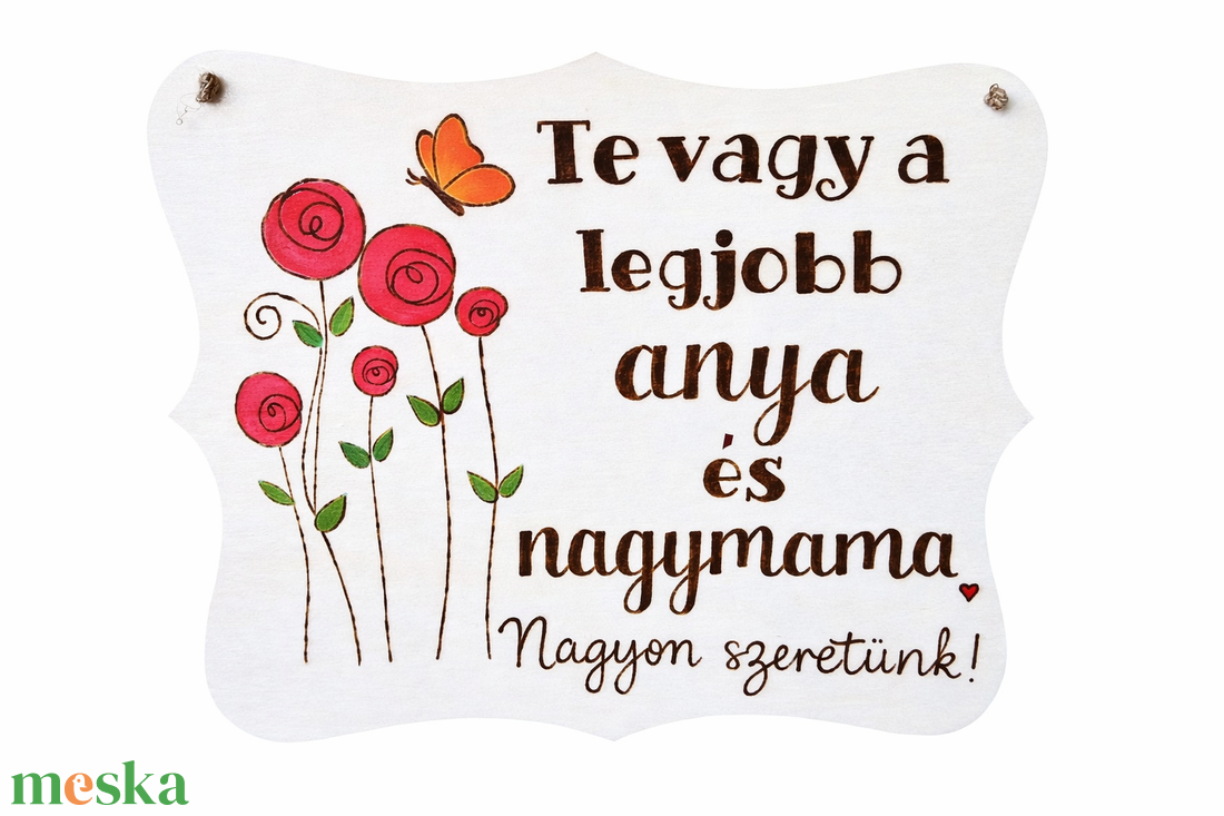 Legjobb anya és nagymama - Nők napjára, Anyák napjára, szülinapra készült pirogravírozott képecske - otthon & életmód - dekoráció - kép & falikép - táblakép - Meska.hu