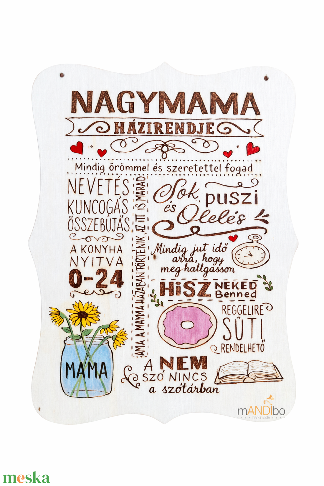 Nagymama házirendje - pirogravírozott képecske - otthon & életmód - dekoráció - kép & falikép - táblakép - Meska.hu