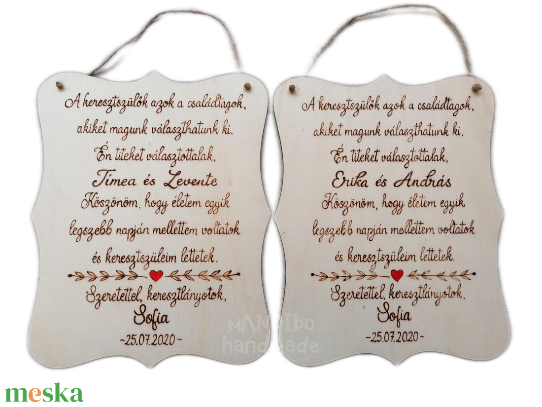 Keresztszülő felkérő személyreszabható pirogravírozott képecske - baba - mama - keresztelő kellékek - keresztelőajándékok - Meska.hu