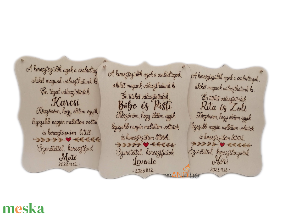 Keresztszülő felkérő személyreszabható pirogravírozott képecske - baba - mama - keresztelő kellékek - keresztelőajándékok - Meska.hu