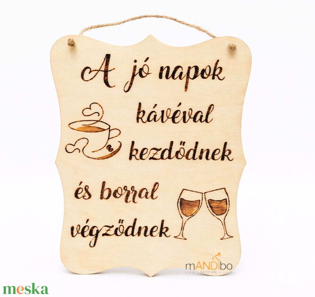 Kávé bor pirogravírozott kép  - otthon & életmód - dekoráció - kép & falikép - táblakép - Meska.hu