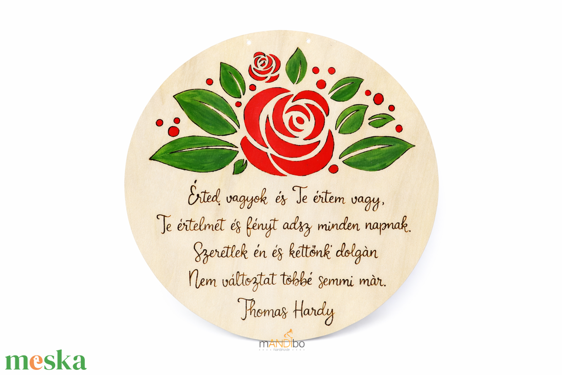 Kerek pirogravírozott kép - falikép évfordulóra, esküvőre - otthon & életmód - dekoráció - kép & falikép - táblakép - Meska.hu