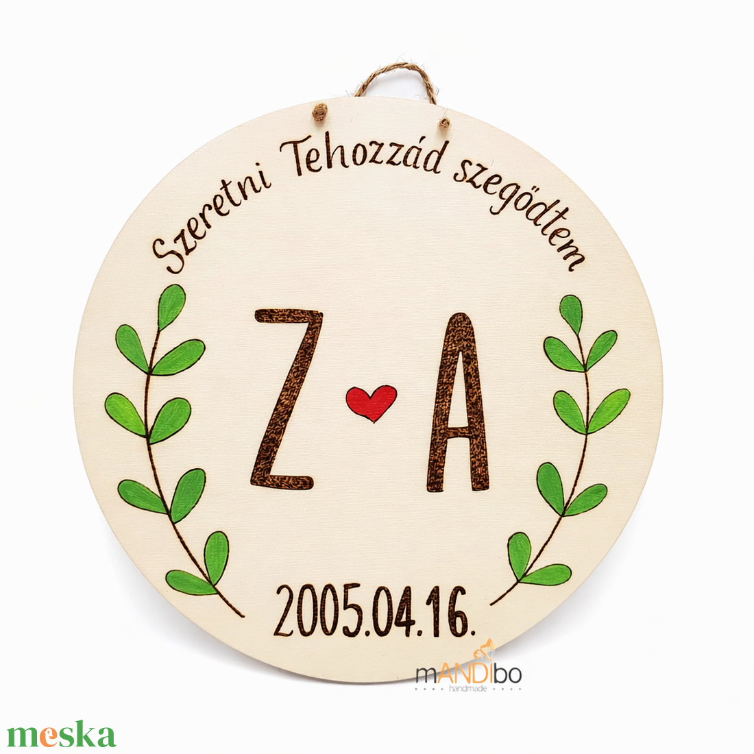 Személyre szabható kerek pirogravírozott falikép évfordulóra, esküvőre - otthon & életmód - dekoráció - kép & falikép - táblakép - Meska.hu